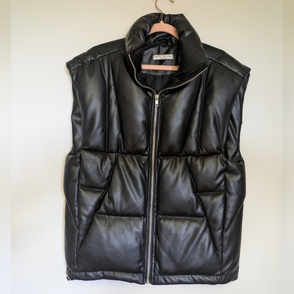 Circle Of Trust Stella Bodywarmer Sleeveless Vegan Leather Oversized Puffer Vest - Picture 7 of 17